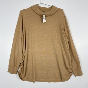 NWT Lane Bryant Sweater Womens 26 Beige Cowl Neck Tunic Knit Long Sleeve Plus